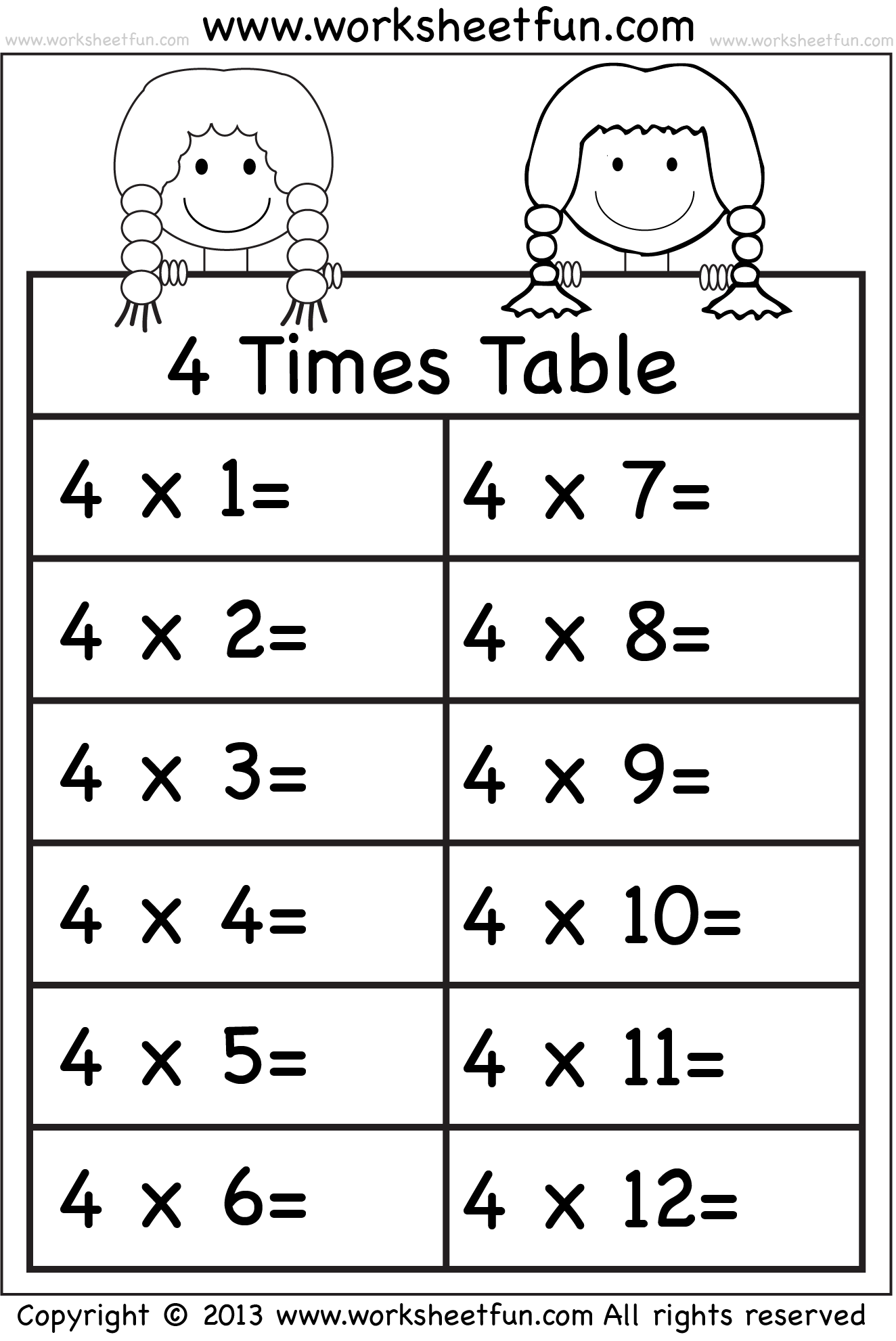 Times Tables Worksheets - 2, 3, 4, 5, 6, 7, 8, 9, 10, 11 and 12 ...