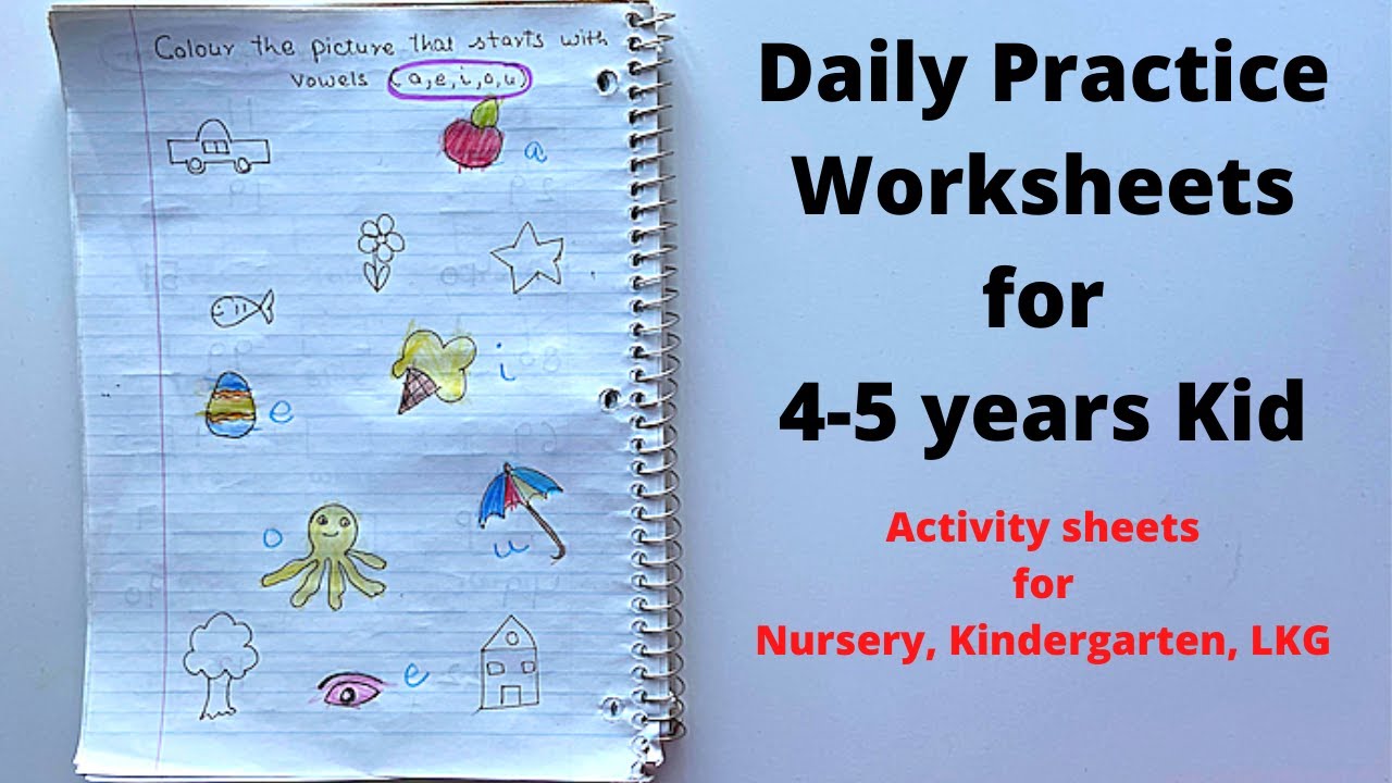 Daily Practice Worksheets for 4-5 year old | Activity Sheets for Nursery,  LKG, Kindergarten