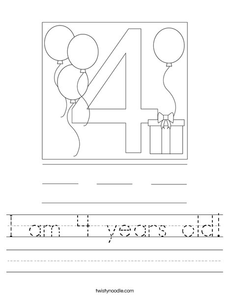 I am 4 years old Worksheet - Twisty Noodle
