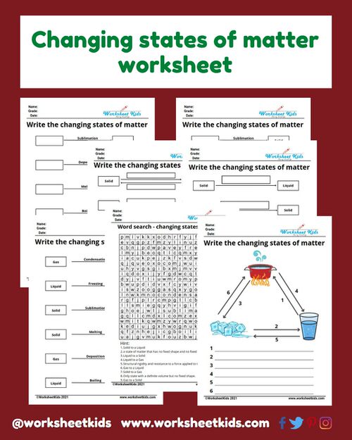 Changing states of matter worksheet for 4th and 5th grade - Free ...