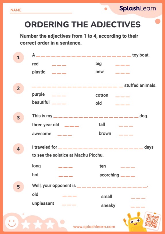 Sequence the Adjectives Correctly - ELA Worksheets - SplashLearn