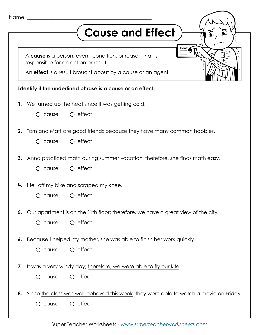 4th grade cause and effect worksheet