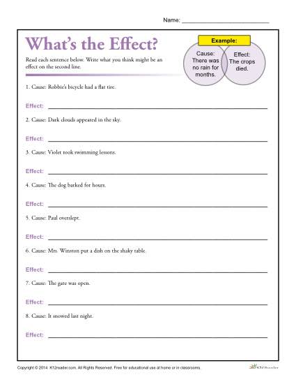 Whats the Effect? Printable Cause and Effect Worksheet