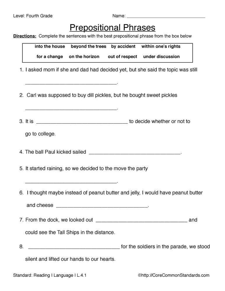 4th grade common core worksheet