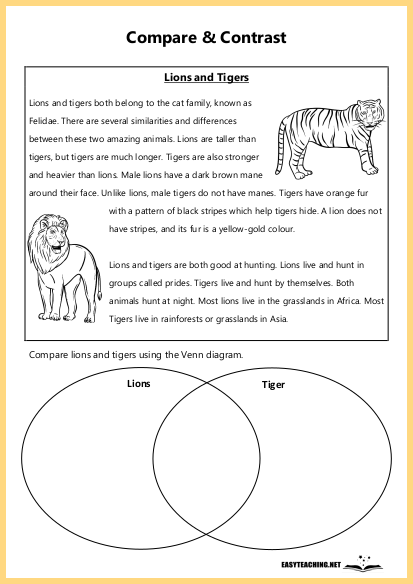 4th grade compare and contrast worksheet