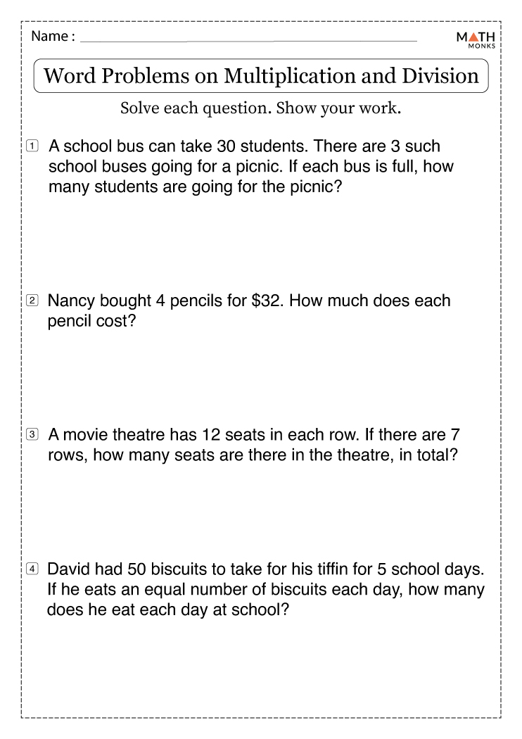 Multiplication and Division Worksheets with Answer Key