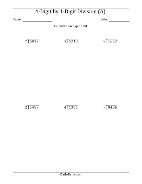 4th grade division worksheet with remainders
