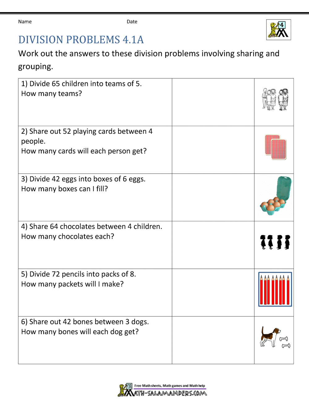 Division Worksheets Grade 4