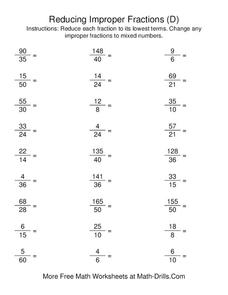 4th grade fractions simplify worksheet