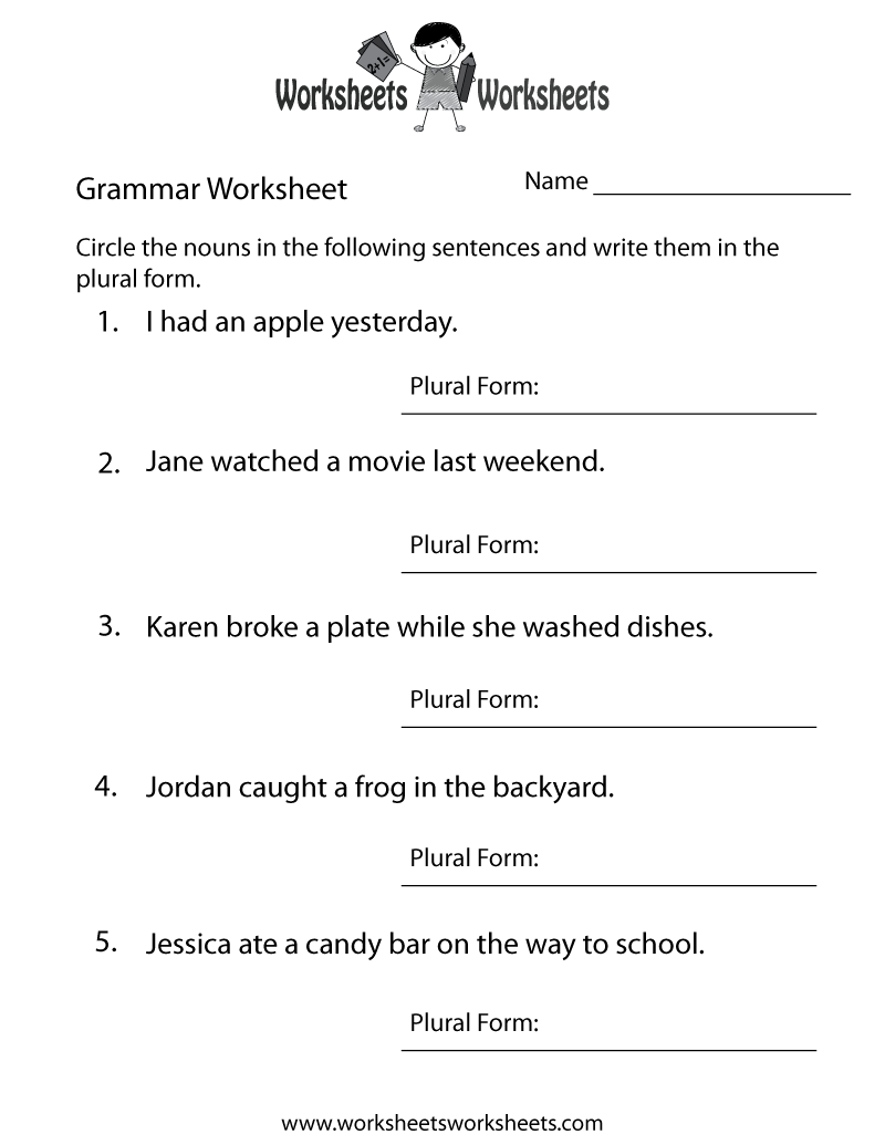 English Grammar Worksheet | Worksheets Worksheets