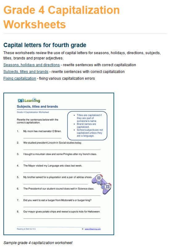 Hundreds of new grade 4 grammar worksheets | Worsheets library