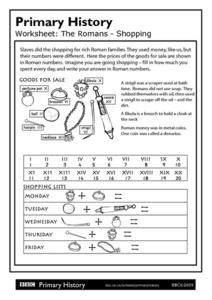 Primary History: Roman Shopping Worksheet for 3rd - 4th Grade ...