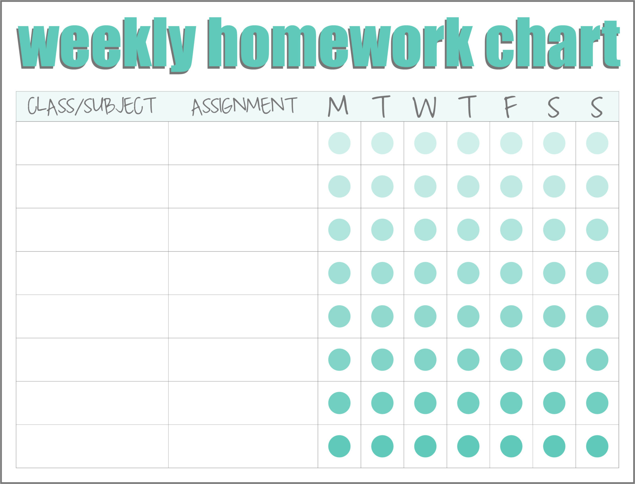 4th grade homework log