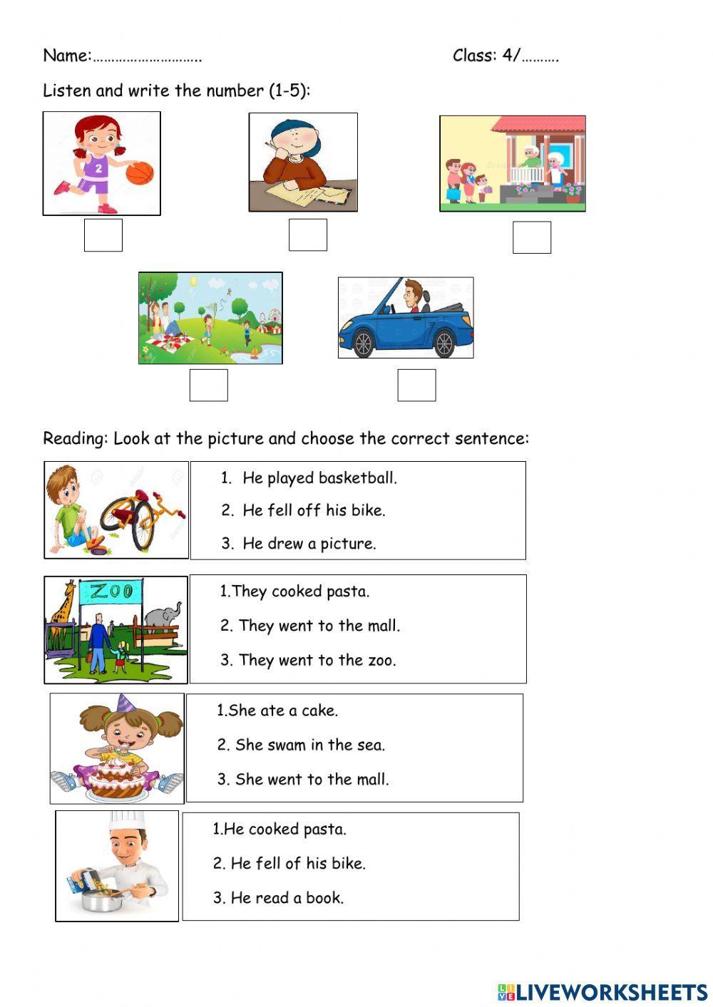 4th grade listening comprehension worksheet
