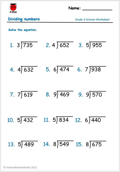 Grade 4 Division Worksheets | Free Worksheets | Printables