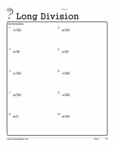 Long Division Worksheet 4 Worksheets