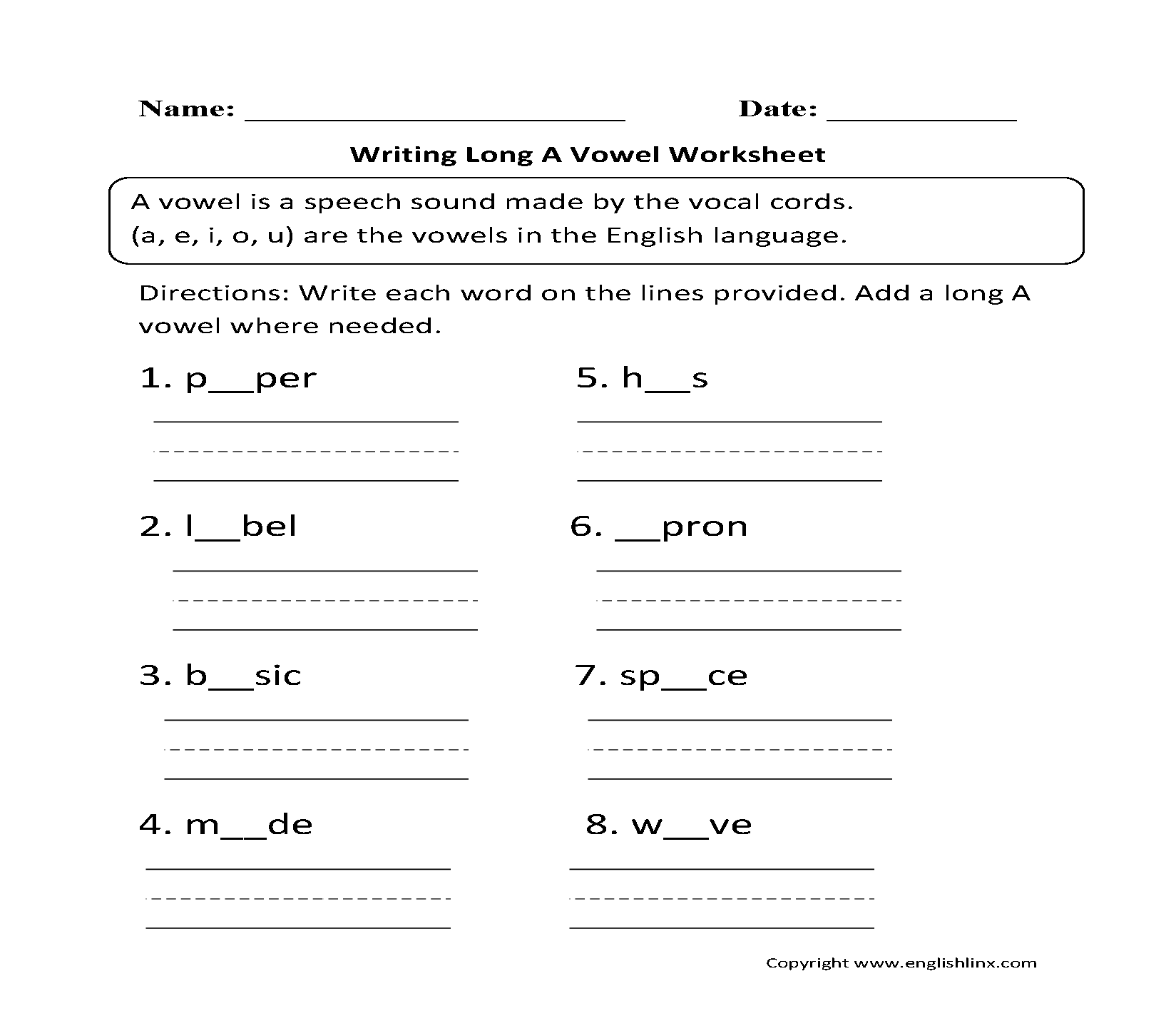 4th grade long vowel worksheet