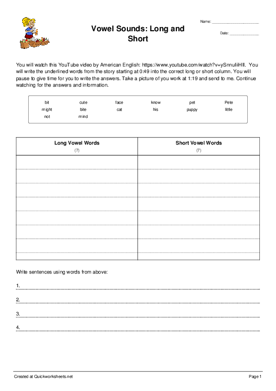 4th grade long vowel worksheet