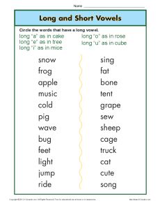 4th grade long vowel worksheet