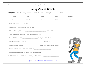 4th grade long vowel worksheet
