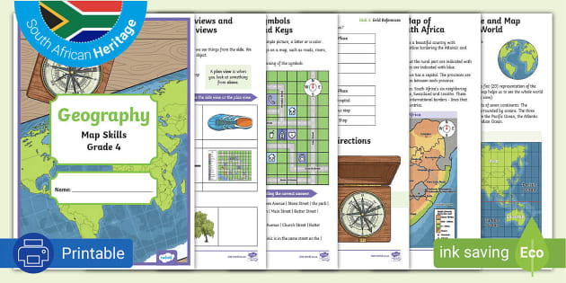 Grade 4 Map Skills Worksheets South Africa (teacher made)
