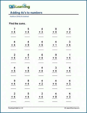 4th grade math addition worksheet