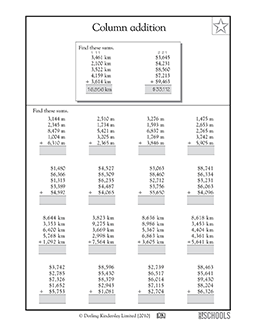 4th grade math addition worksheet
