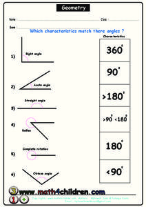 Geometry - Angles Worksheet for 4th Grade | Lesson Planet