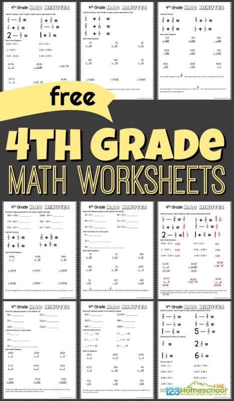 ✏️ FREE Printable 4th Grade Math Worksheets pdf