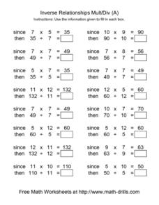 4th grade math multiplication and division worksheet