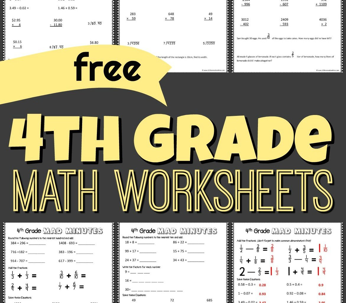 ✏️ FREE Printable 4th Grade Math Worksheets pdf