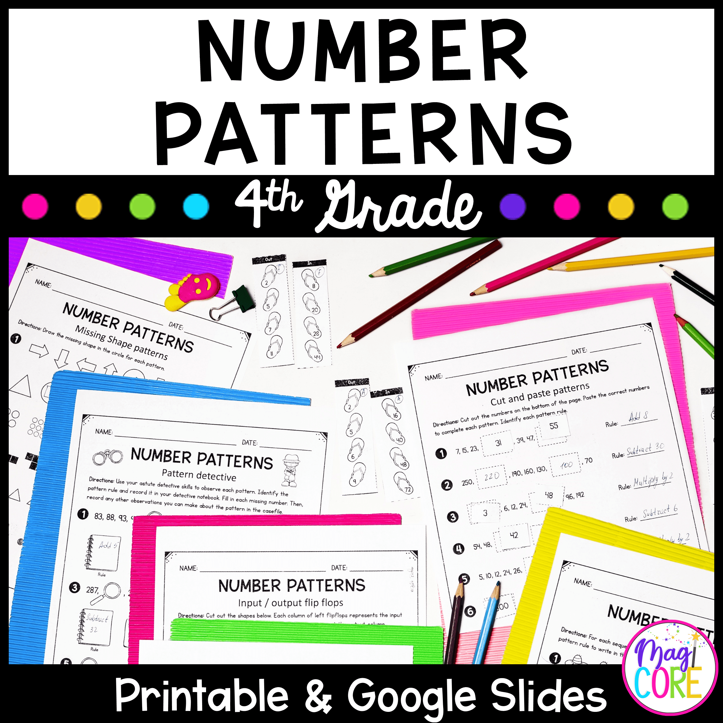 Number Patterns 4th Grade Math Printable & Digital 4.OA.C.5