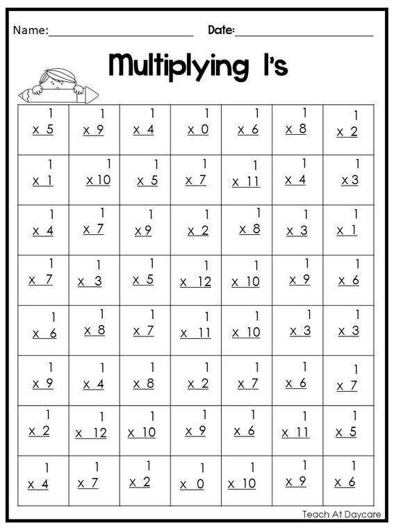 24 Printable Multiplying Practice Worksheets. Numbers 1-12. 1st ...