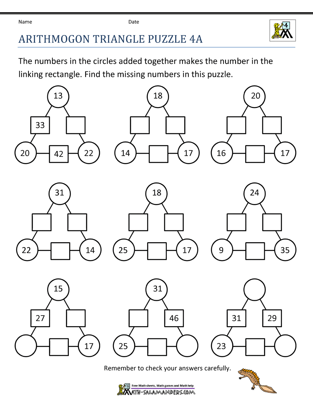 4th grade math riddle worksheet