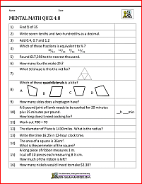 Mental Math 4th Grade