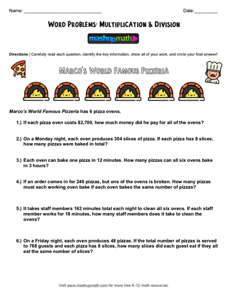 4th grade math word problems worksheet pdf