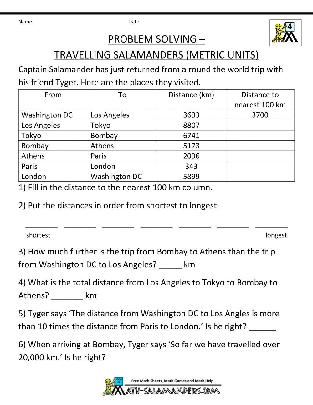 4th grade math word problems worksheet pdf