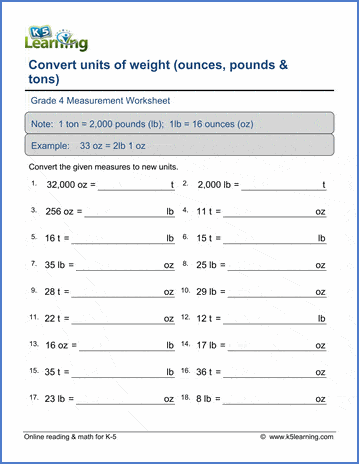 4th grade math worksheet measurement conversions