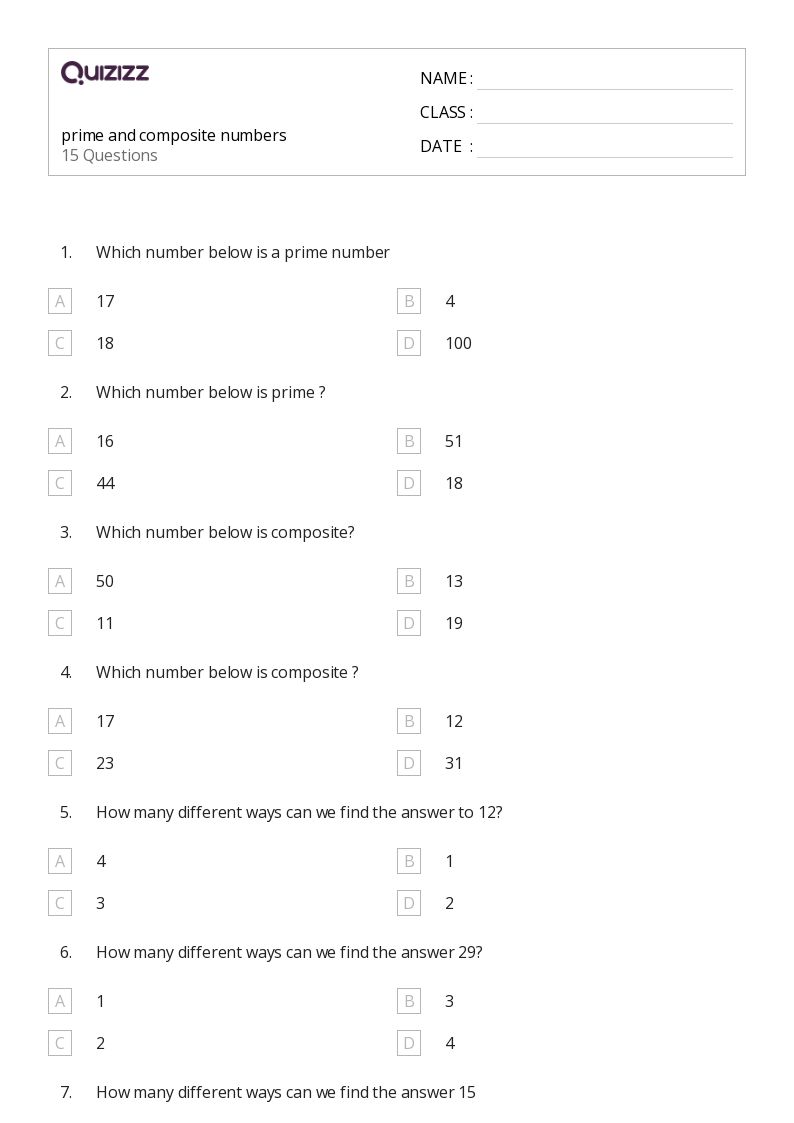 50+ Prime and Composite Numbers worksheets for 4th Grade on ...