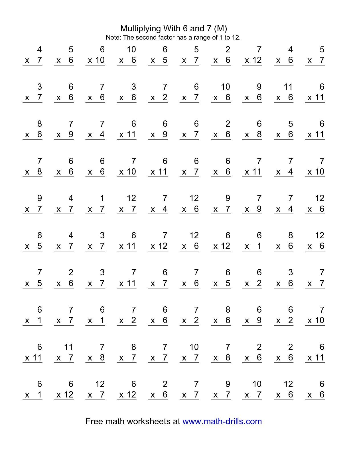 4th grade multiplication worksheet 100 problems