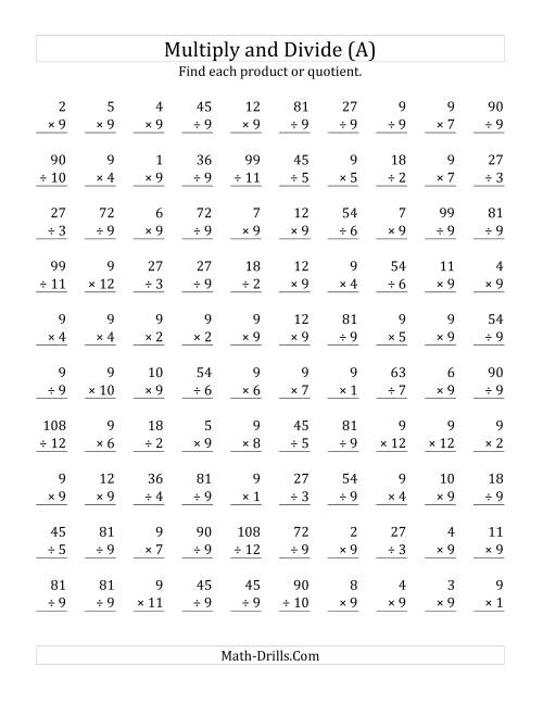 Multiplying and Dividing by 9 (A)
