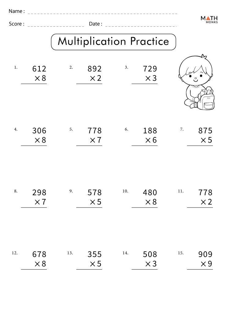 Multiplication Worksheets Grade 4 with Answer Key