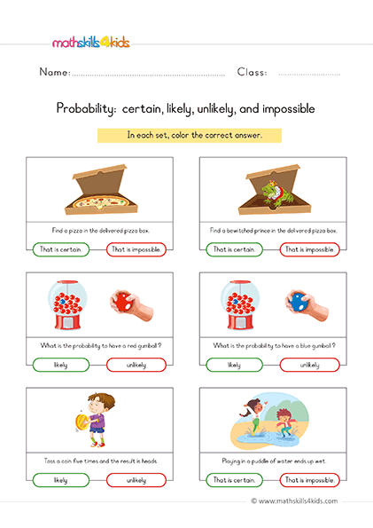 Fun Probability Worksheets for 1st Grade: Free Printables