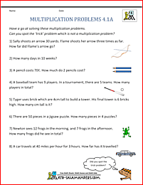 Multiplication Word Problems 4th Grade