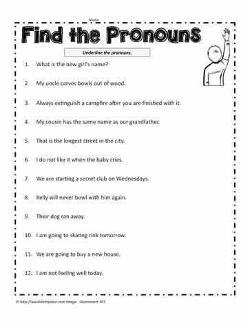 4th grade pronoun worksheet