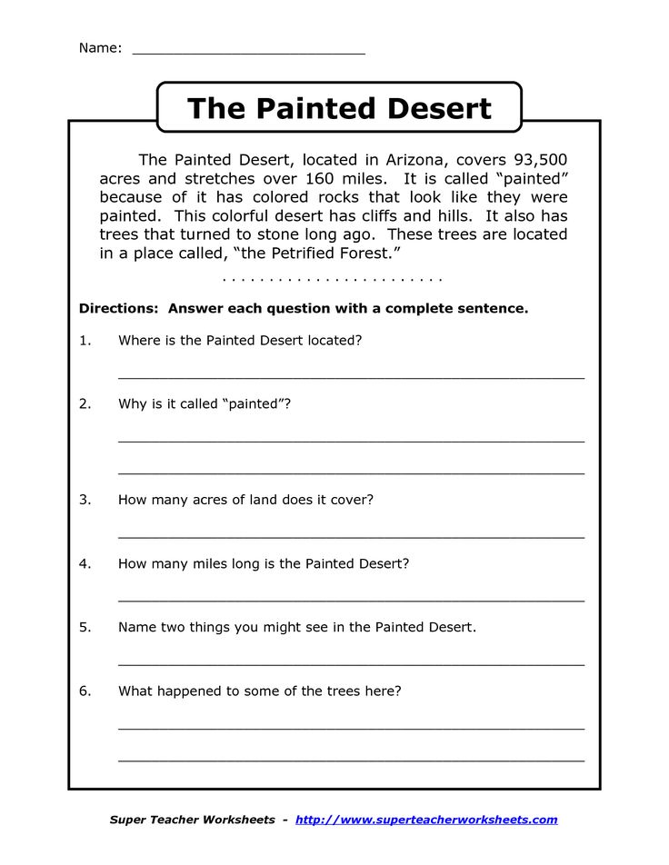 4th grade reading comprehension worksheet free