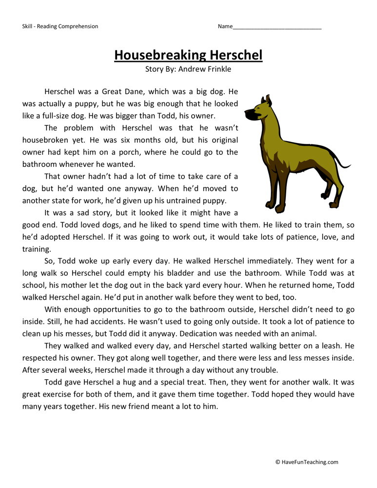 4th grade reading comprehension worksheet pdf