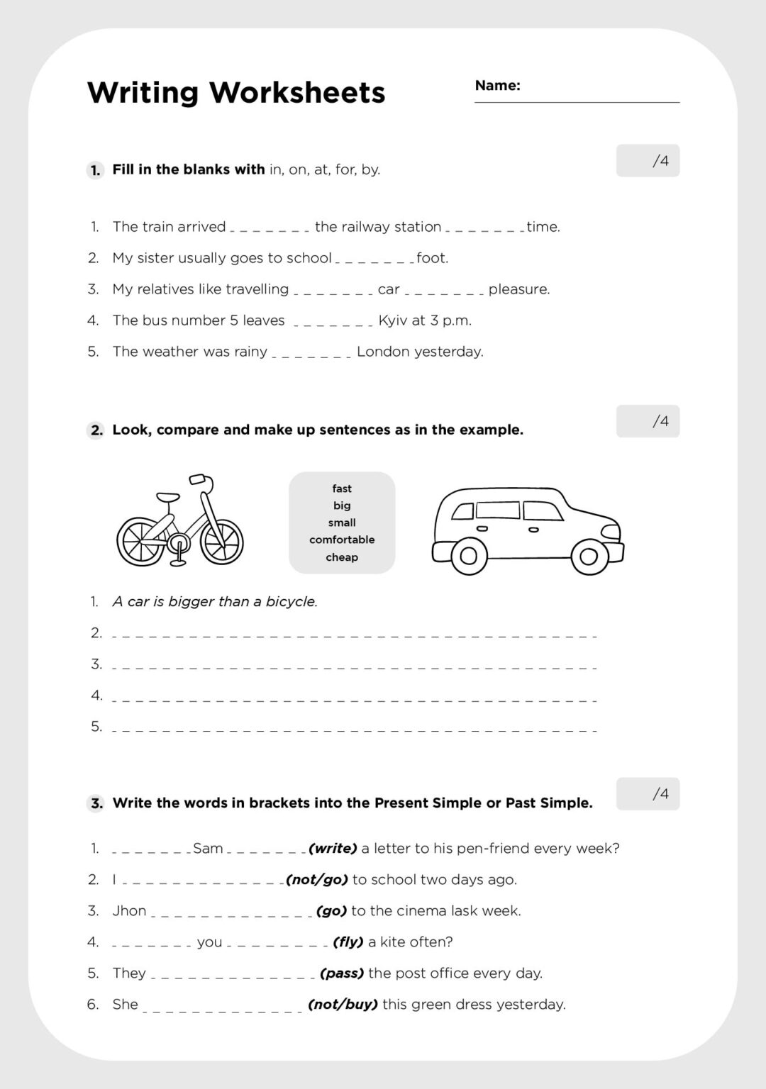 Fourth Grade Writing Worksheets