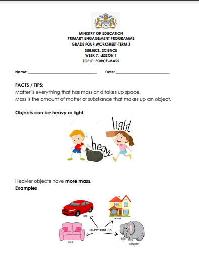 4th grade science worksheet