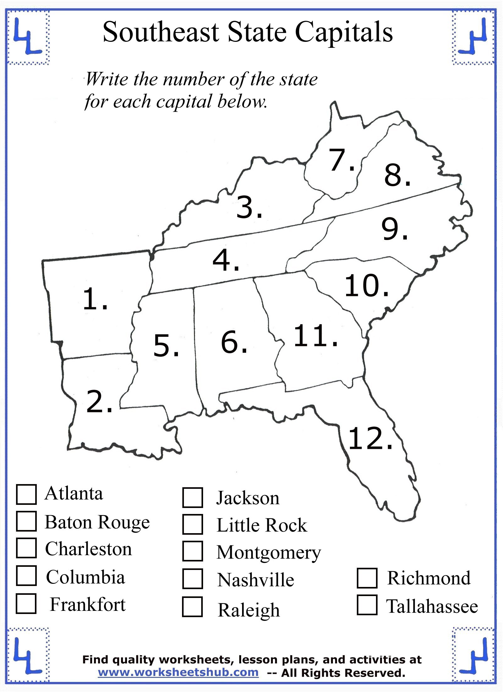 4th Grade Social Studies - Southeast Region States